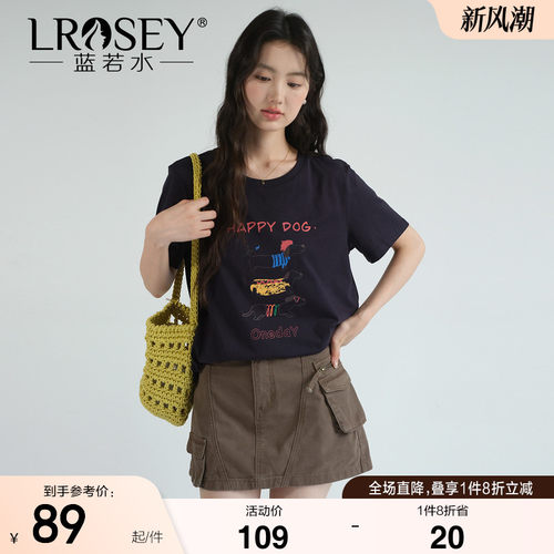 蓝若水印花时尚显瘦遮肚T恤