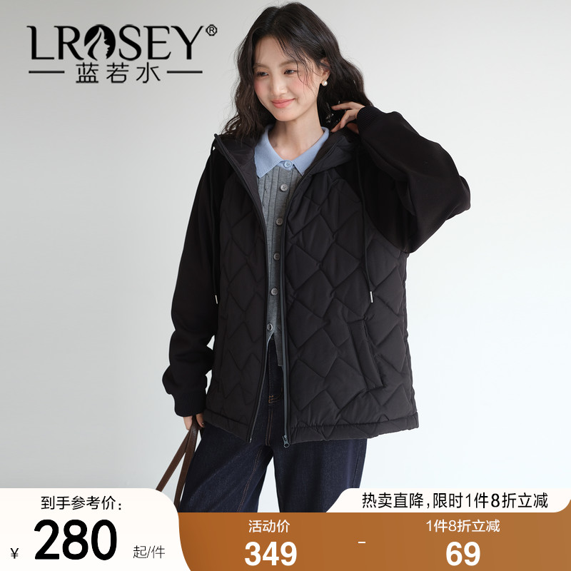 蓝若水设计感拼接保暖显瘦外套