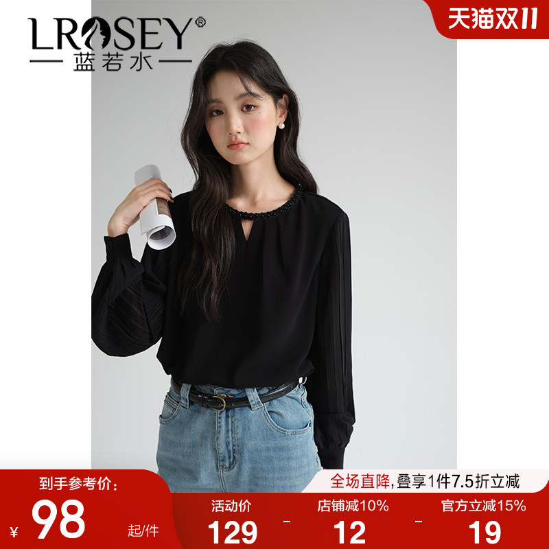 蓝若水设计感镂空衬衫显瘦藏肉