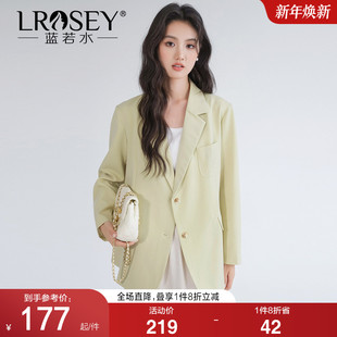 女装 胖MM时尚 宽松廓形西装 新款 刺绣通勤小西服 外套春装 蓝若水大码