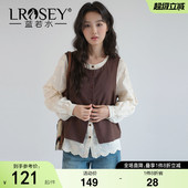 国风刺绣衬衫 新款 两件套 2026春装 复古马甲坎肩套装 蓝若水大码