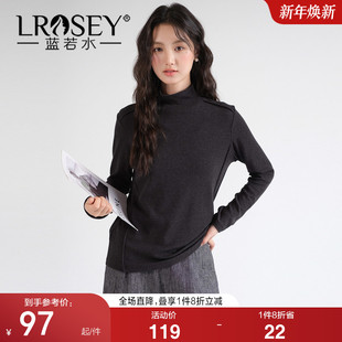 新款 2026春装 蓝若水大码 显瘦简约打底衫 保暖薄绒半高领针织衫