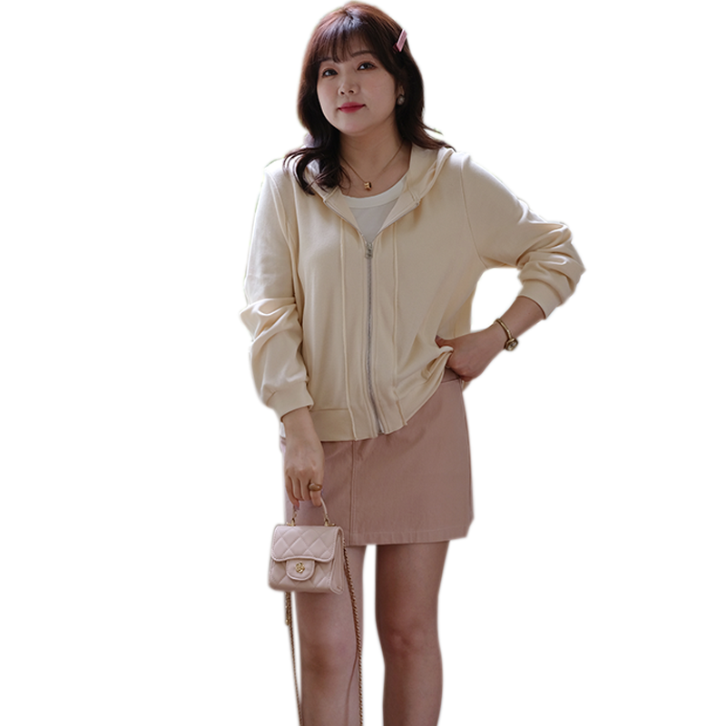 蓝若水大码女装休闲时尚连帽卫衣外套胖MM秋装学院风减龄百搭上衣