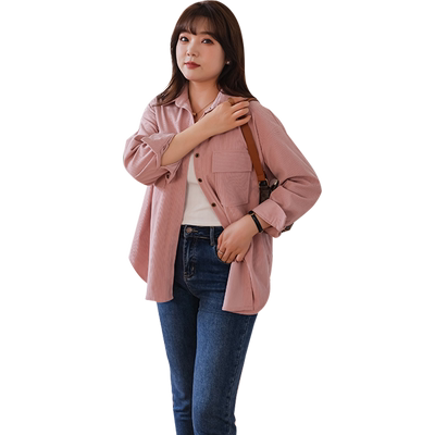 蓝若水衬衫韩版宽松显瘦外套上衣