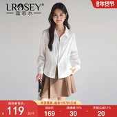 女装 外套胖mm法式 新款 蓝若水大码 春装 双拉链翻领薄款 收腰显瘦衬衫
