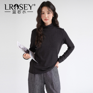 女装 显瘦长袖 半高领保暖内搭针织衫 新款 T恤YL 2025冬装 蓝若水大码