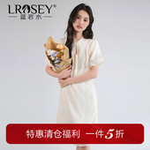 女装 国风花苞袖 盘扣连衣裙胖mm夏装 蓝若水大码 新中式 改良旗袍裙