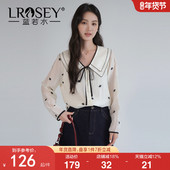 女装 莱赛尔娃娃领刺绣衬衫 2026春装 蓝若水大码 新款 甜美减龄上衣