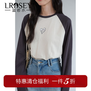 女装 蓝若水大码 春季 新品 T恤上衣 印花插肩袖 奥代尔双纱打底衫