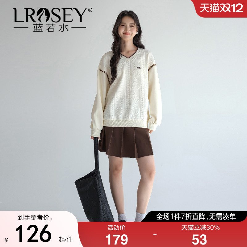 蓝若水减龄学院风卫衣小个子上衣