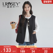 设计感纽扣西装 新款 马甲 蓝若水大码 2026春装 时尚 气质通勤外套