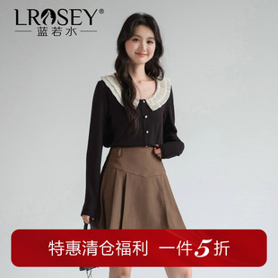 蓝若水大码女装2026春新款法式复古娃娃领针织衫胖MM淑女打底上衣