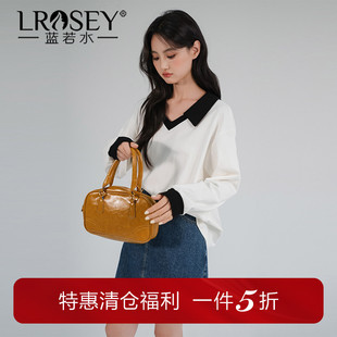 女装 宽松洋气个性 撞色Polo领正肩衬衫 新款 上衣 胖mm春装 蓝若水大码