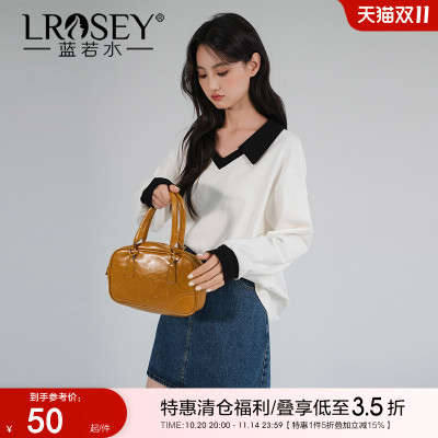 蓝若水撞色翻领衬衫简约洋气小衫