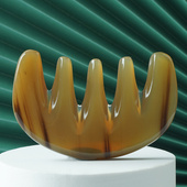 白牦牛角五齿经络按摩梳天然正品 加厚按摩头皮梳子疏通男女头疗宽