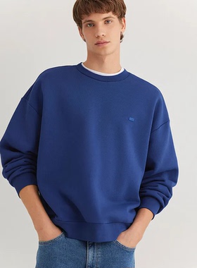 土耳其mavi蓝色圆领卫衣男新款宽松运动套头衫