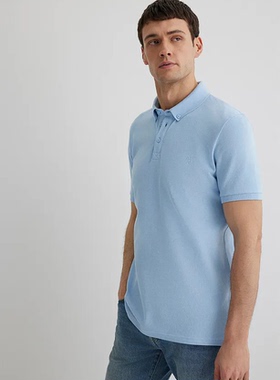 土耳其mavi浅蓝色短袖polo衫男士商务休闲T恤063247-33949