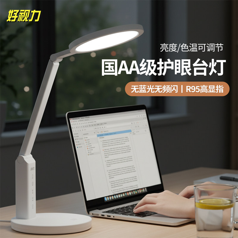 好视力AAAA级护眼台灯学习阅读写字工作办公床头灯LED充电防近视