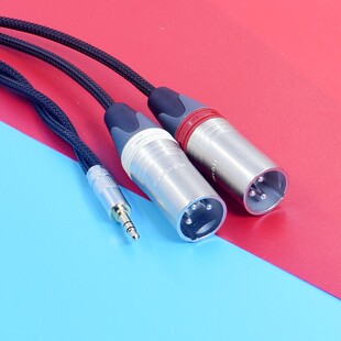 手机3.5一分二转双卡侬2xlr平衡音频线电脑连接惠威真力JBL音箱线