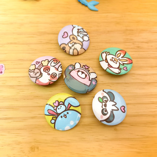 精灵宝可梦给你小心心[兔兔熊熊]迷你徽章勋章晃晃斑炎兔儿穿着熊