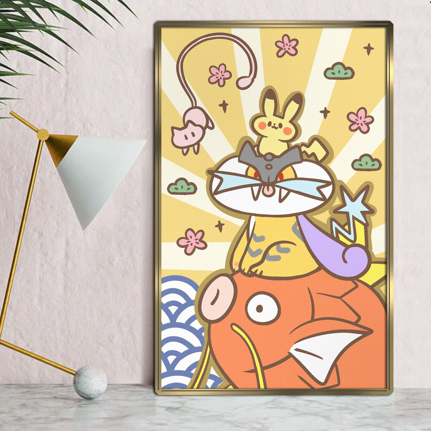 皮卡丘鲤鱼王可爱装饰画