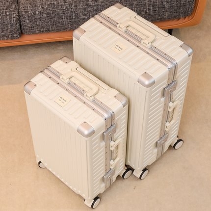 优哈品牌行李箱女万向轮旅行箱结实耐用铝框密码箱学生24寸拉杆箱