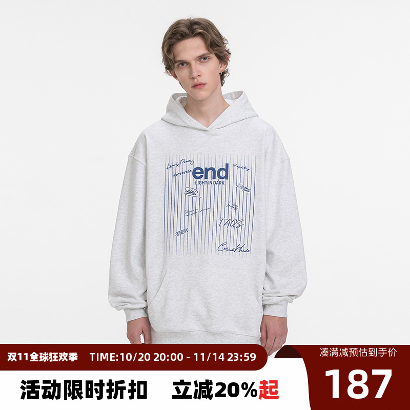 Endweep宽松休闲竖条印花卫衣