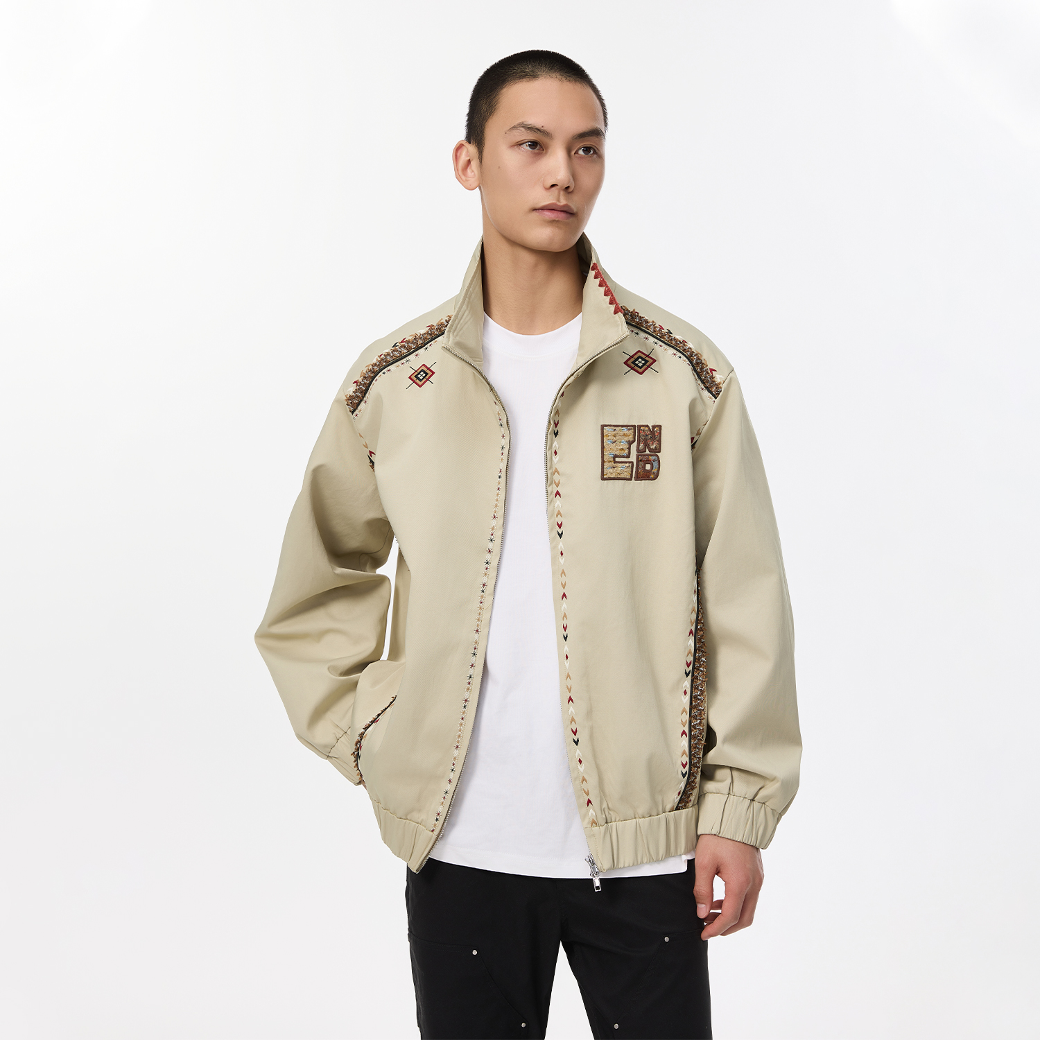 Endweep贴布绣拼接立领夹克