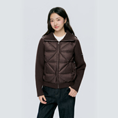 KSXN 百搭外套 时尚 毛织拼接翻领羽绒服美式 复古冬季