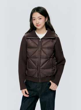 KSXN 毛织拼接翻领羽绒服美式复古冬季时尚百搭外套