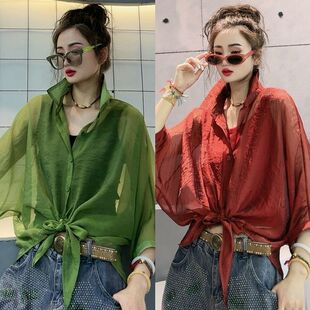 轻薄款 2025时尚 女夏季 衬衫 设计感小众宽松显瘦纯色衬衣 防晒衣大码