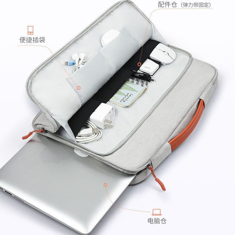 手提电脑包防水防震气囊保护简约便携时尚适用MacBookAir13/pro14华为MateBook14联想小新pro14 15.6 16寸