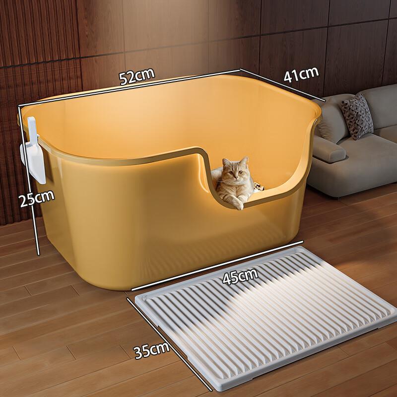 猫砂盆特大号60cm以上防外溅猫厕所半封闭全开放超大号猫屎盆砂盆