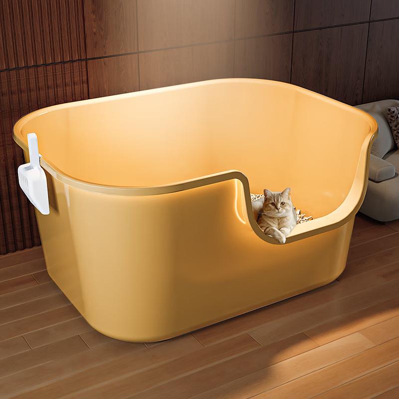 猫砂盆特大号60cm以上防外溅猫厕所半封闭全开放超大号猫屎盆砂盆