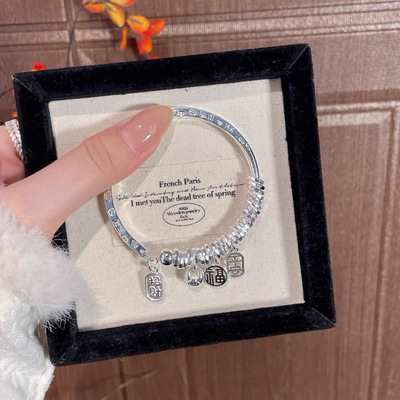 小福袋盘缠吉言手镯女招财银镯子