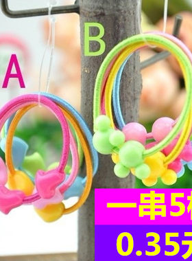 女孩婴儿米奇桃心串珠发圈头饰品
