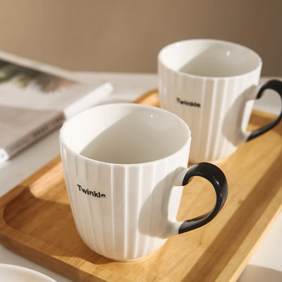 华青格concise竖条纹马克杯陶瓷杯子女生情侣用办公室咖啡杯茶杯