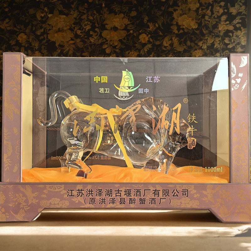 洪泽湖1L装大铁牛浓香型52度白酒礼盒高档送礼品传统工艺纯粮酿造