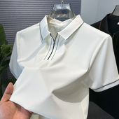 t恤男冰丝拉链翻领polo衫 男半袖 衬衫 高端纯色短袖 领夏装 上衣服薄