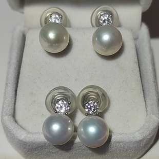 王妃款 10mm正圆极微瑕天然淡水珍珠s925纯银无痛蚊香盘耳夹经典