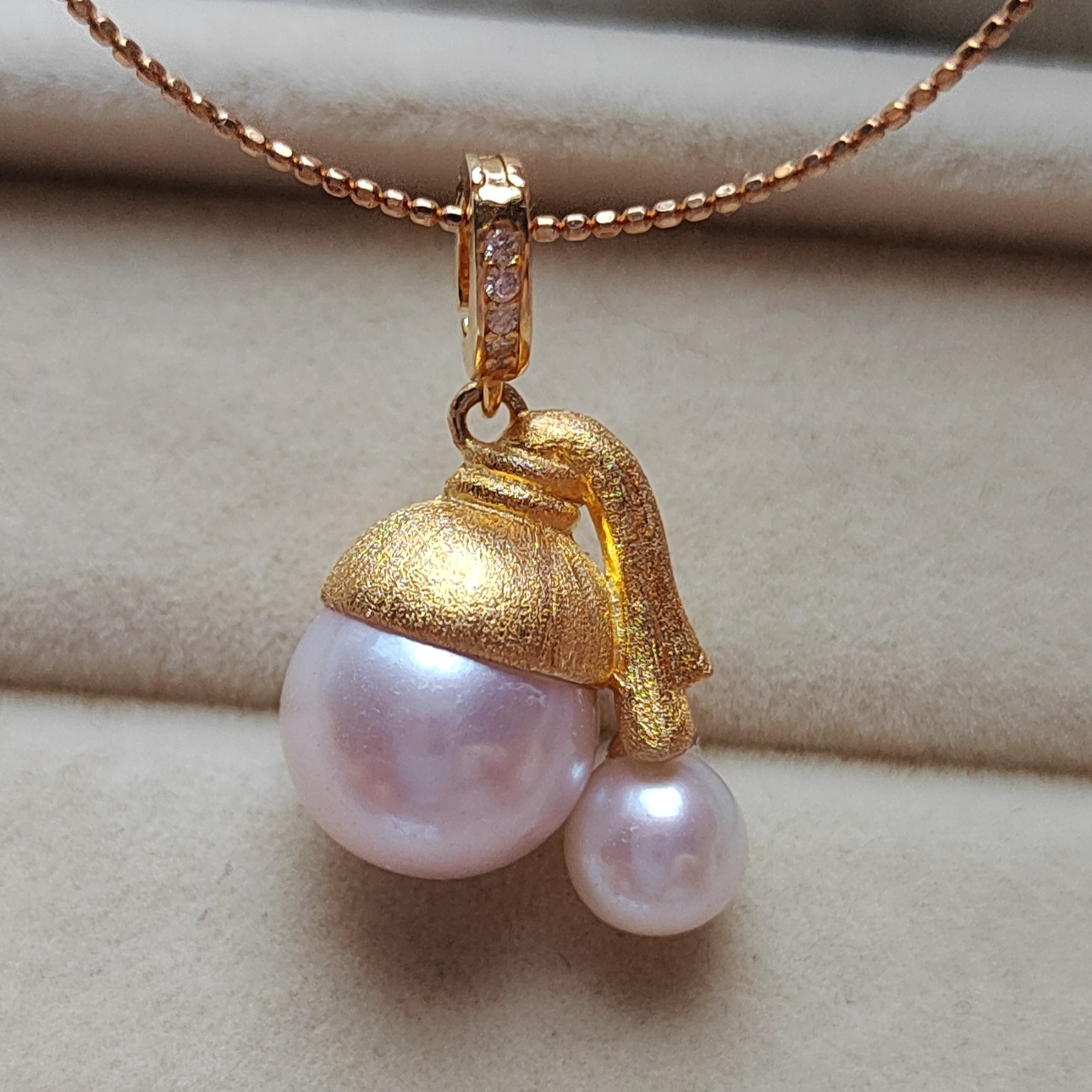 10-11mm滑皮淡水珍珠戴珍珠耳环的少女S925纯银吊坠可拆卸项链