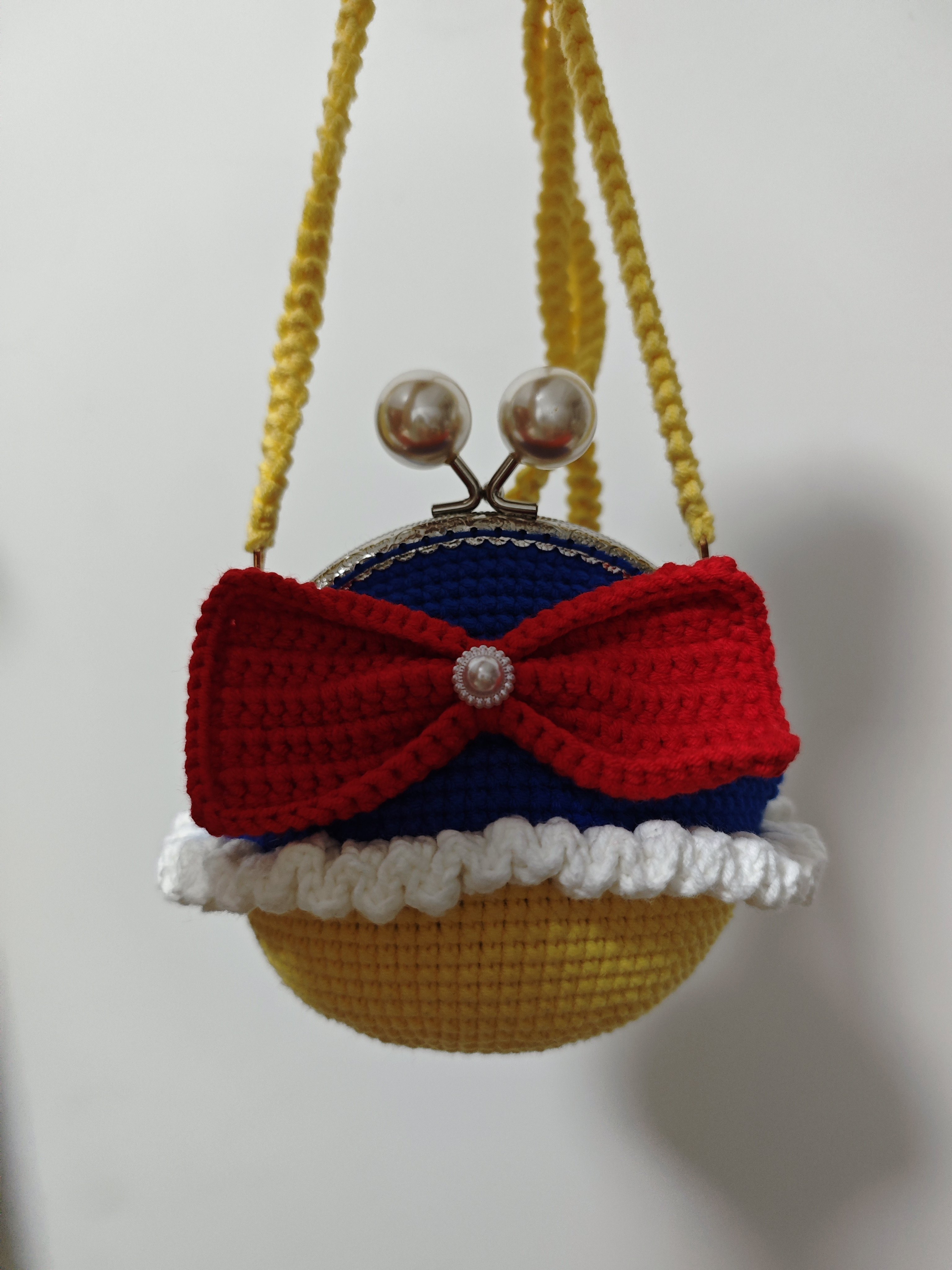 斜挎包毛线钩针成品法式针织口金包白雪公主网聚特色零钱包