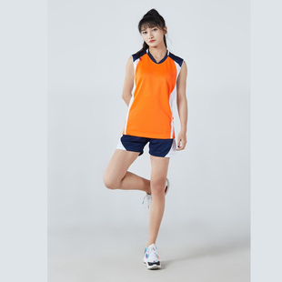排球服运动服套装女学生训练队服男气排球衣羽毛球服乒乓球服无袖