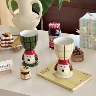 生日礼物小众陶瓷高脚杯冰淇淋杯一对情侣杯咖啡杯伴手礼水杯女生