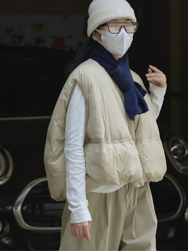 日系复古羽绒马甲蓬松上衣