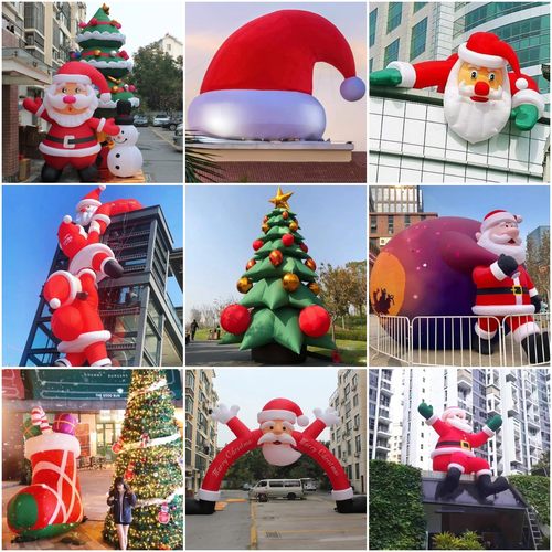 圣诞节充气圣诞老人爬墙气模发光美陈装饰树拱门雪人卡通模型定制