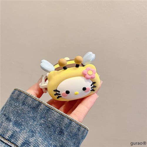 日韩可爱蜜蜂kt猫适用airpodspro2保护壳苹果无线蓝牙耳机套卡通airpods硅胶airpods3代防丢保护套充电仓盒子
