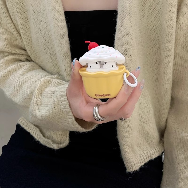 小诚手记 立体樱桃雪糕杯冰淇淋适用Airpods4保护壳airpodspro2苹果3代无线蓝牙耳机壳三代软2/3代液态硅胶套