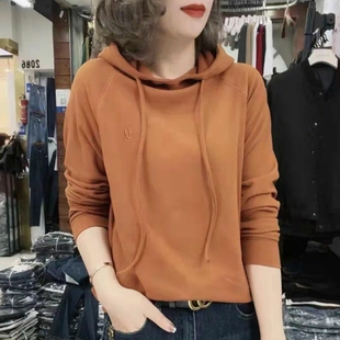 爆款双面加绒连帽卫衣女2025秋新款内搭时尚百搭保暖德绒打底帽衫