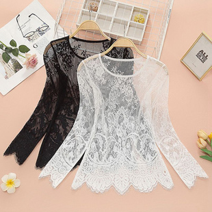 女长袖 2026春装 蕾丝打底衫 韩版 内搭镂空洋气春秋网纱T恤上衣 新款